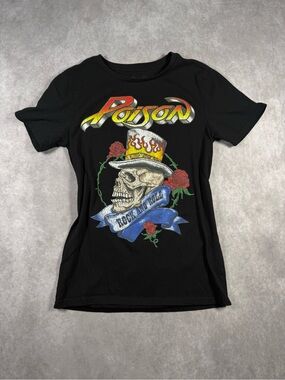 Poison Black Graphic Band Tee - Unisex Black Top Rock and Roll Size Small